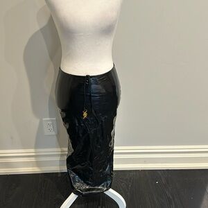 Black & Gold Latex Maxi Skirt